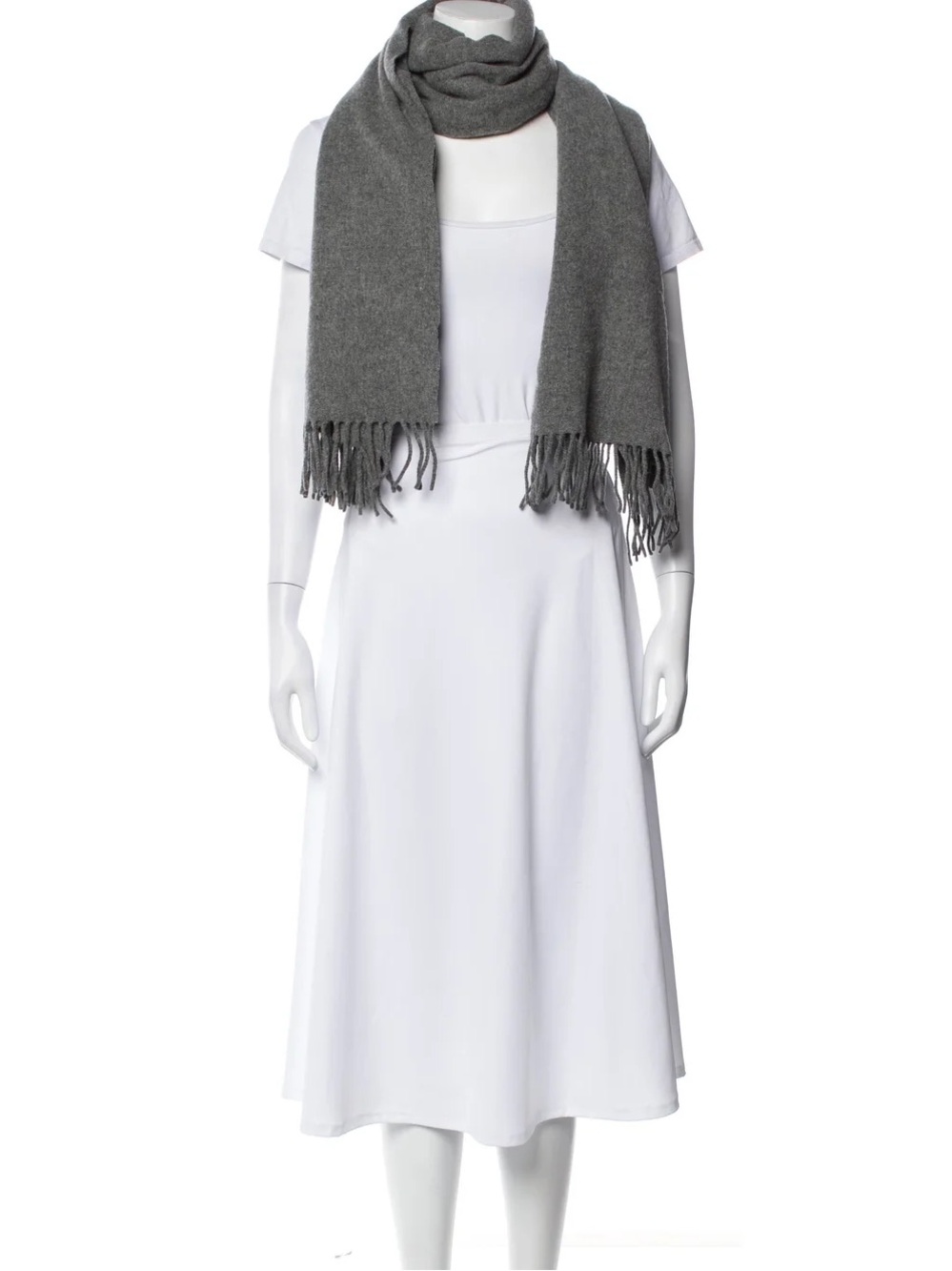 Acne Studios Gray Wool Scarf with Fringe